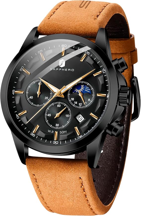 BENYAR By Men's Watch Watches Men's Waterproof Men's Watches Chronograph Men's Watch for Men Gold/Silver/Blue/Black Elegance Leather Strap / Stainless Steel Quartz Birthday/Christmas