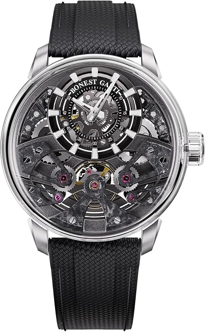 Black Luminous Skeleton Automatic Watch Men Sapphire 43mm Dial