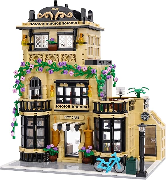 Coffee House Building Blocks Set, 3-Layers Cafe Shop Building Kit 1520 PCS Creative Street View MOC House Model DIY Toy for Adults Teens