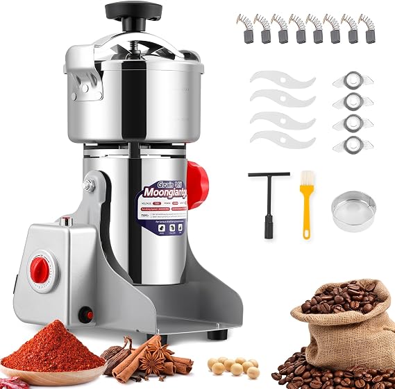 Moongiantgo Spiral Seal Flour Mill Grain Grinder 2500W 800g, 110V