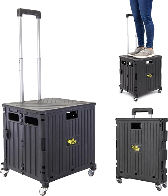 dbest Products Quik Cart 360 Collapsible Rolling Crate on Wheels - Black