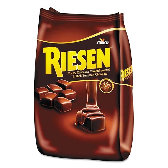 Riesen Dark Chocolate Covered Caramel Candies - Individually Wrapped Soft & Chewy Candy Pieces, 45% Cacao, European Dark Chocolate - 30 oz Bulk Bag (Pack of 1)