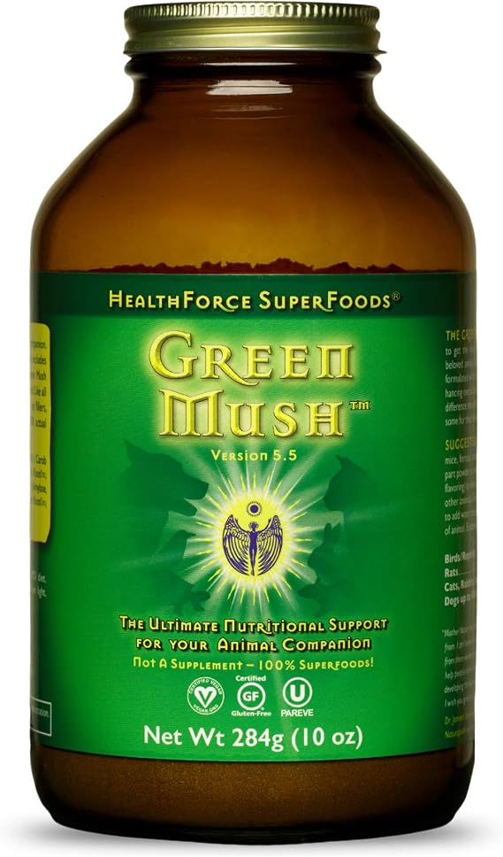 HealthForce SuperFoods Green Mush - 10 oz Powder - Superfood Blend for Animals - Digestion Support - Certified Vegan, Kosher, Gluten Free