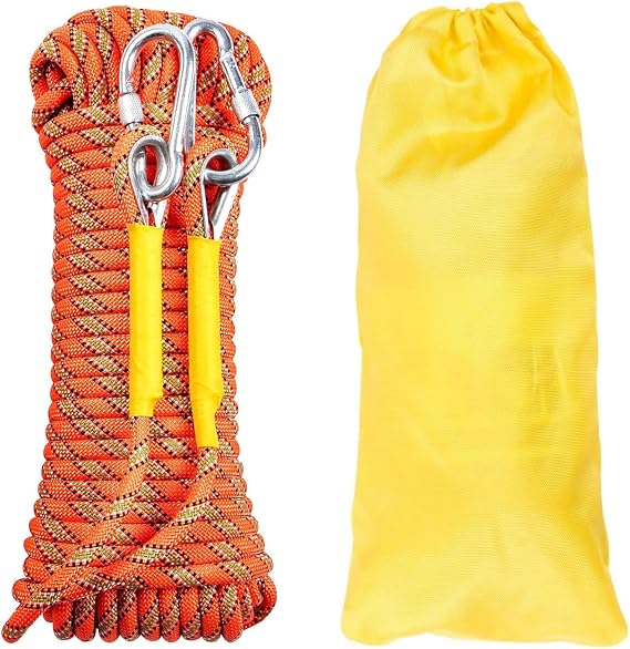 60m Climbing Static Rope 8mm High Strength with 2 Carabiners