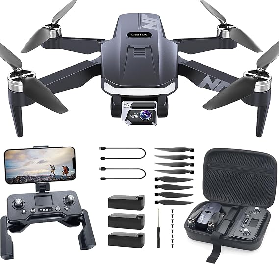 GPS Drone with 4K Camera for Adults, Foldable RC Quadcopter with 3 Batteries, Brushless Motors, Auto Return, Follow Me, Optical Flow, Under 249g for Beginners