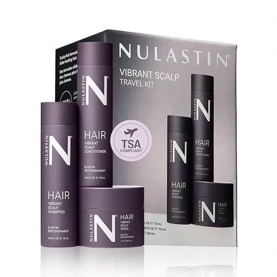 NULASTIN Vibrant Scalp Travel Kit, Hair Shampoo, Conditioner & Scrub, 3 Ct