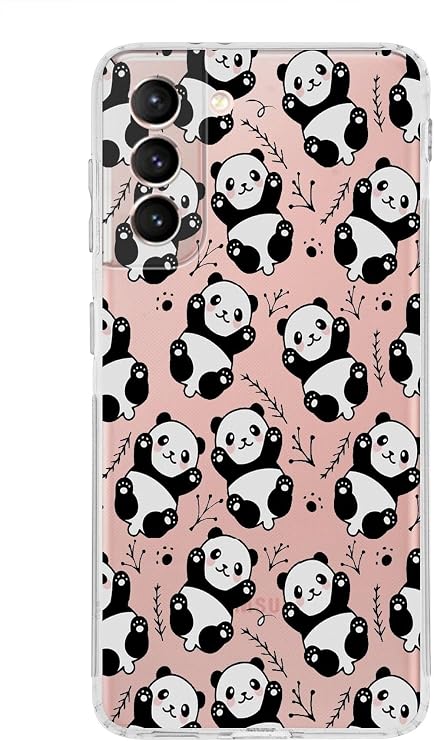 PrintiFy Samsung Galaxy S21 Kamera Korumalı Kapak Panda Tasarımlı Şeffaf Kılıf