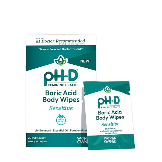 pH-D Feminine Health Boric Acid Feminine Wipes, Sensitive, 20 Count