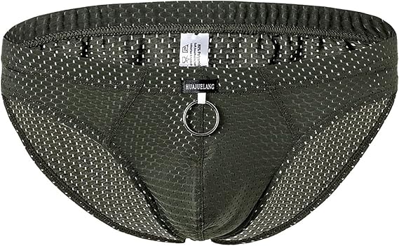 Men's Mesh Breathable Briefs Low Rise Ball Pouch Underwear Bulge Enhancing Hip Brief Sexy Bikini Panties