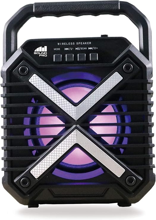 Naxa Electronics Portable Bluetooth Speaker & Disco Light, 4-inch, Black