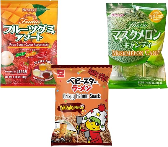 Japanese Snack Variety Pack, Mixed Snack, Japanese Fruit Gummies, Candy & Snack Bundle