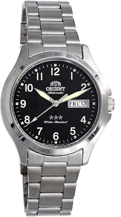 Orient RA-AB0F13B Men's Stainless Steel 3 Star Black Number Dial Date Automatic Watch, Bracelet Type
