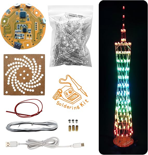 GZT-12 Led Canton Tower Modell DIY Elektronik Kit LED Würfel Modell Handgemachtes Lötprojekt Kit (GZT-12C-KIT)