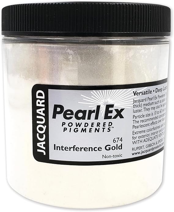 Jacquard Pearl Ex Pigment Powder 4oz Interference Gold - Loose Mica Powder for Epoxy Resin, Watercolors, Calligraphy Ink & Clay - Epoxy Pigment Powder - Epoxy Resin Color