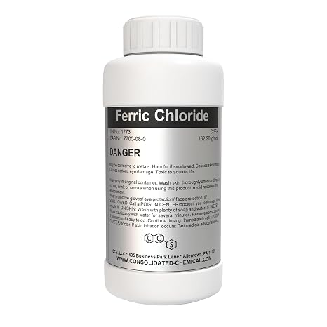 Ferric Chloride - High Concentration Chloride Solution - Wide Applications - Ideal as Etching Cream, Coagulant for Water Treatment - Copper and Stainless Steel Etchant Solution - 1000mL (32 Fl Oz)