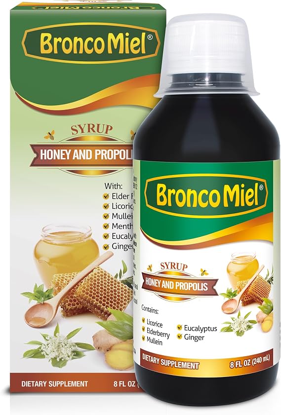 Honey Propolis & Elderflower Syrup for Adults, 8 fl oz - Daily Immune Support Formula with Sambucus Elderberry, Licorice, Mullein, Ginger, Menthol & Eucalyptus
