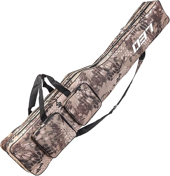 Fishing Rod Bag Portable Fishing Tackle Bag Adjustable Double Layer Fishing Bag Outdoor Fishing Carrier Bag Reel Tackle Tool Carry Case Carrier Rod Tackle Bag 130cm/90cm/58cm (Camouflage 1)