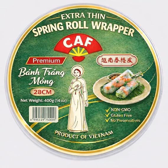 CAF Premium Spring Roll Wrapper, Rice Paper, Spring Roll Wrappers (28cm)