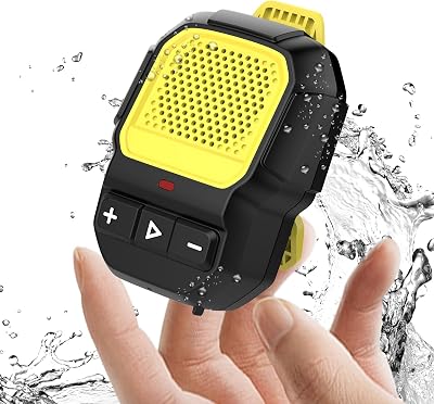 IP56 Waterproof Clip On Wireless Portable Speaker with 14H Playtime and Built-in Mic for Hands-Free Music, HD Audio for Outdoor, Yellow