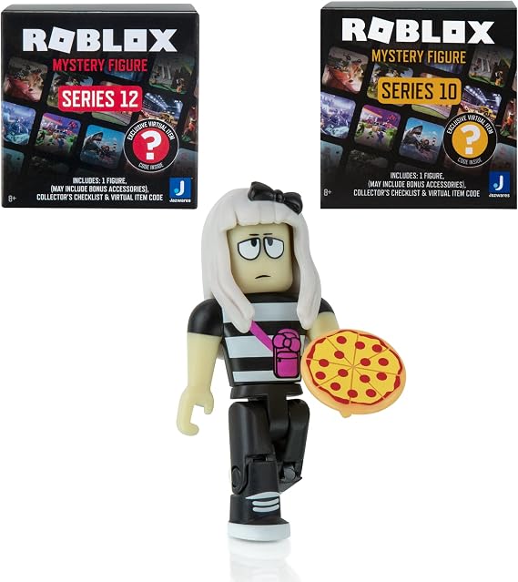 Roblox Action Collection - Work at a Pizza Place: Mia + Two Mystery Figure Bundle [Includes 3 Exclusive Virtual Items]