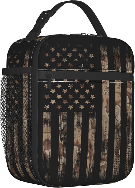 Boys Lunch Box for School Camouflage Flag Lunch Box for Men Kids Insulated Lunch Bag