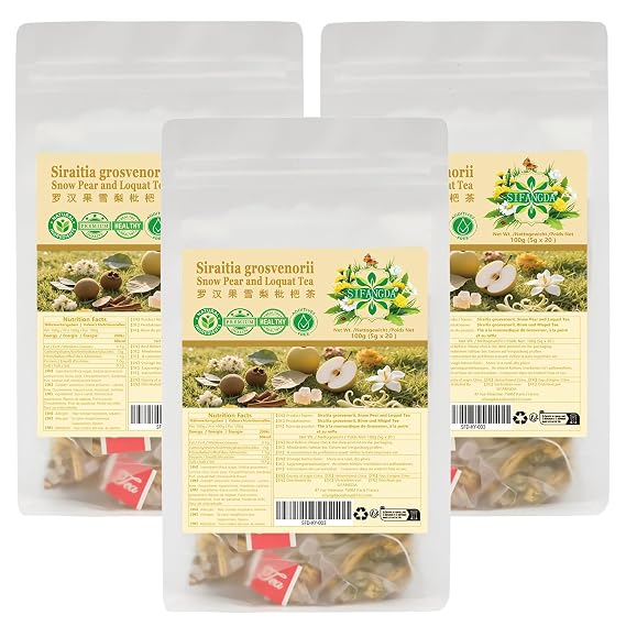 SIFANGDA Siraitia Grosvenorii Snow Pear and Loquat Tea 100g(5g20P) Natural Ingredients | Individual Teabags | Traditional Chinese Formula Herbal Tea | Ideal for Daily Wellness