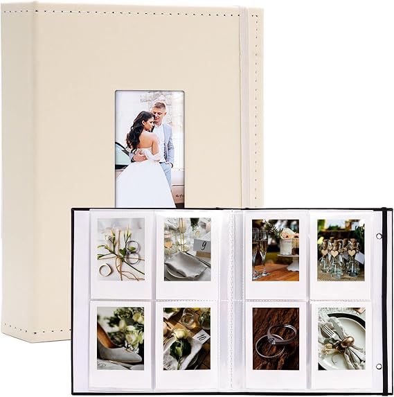 Vienrose Instax Mini Photo Album Book 208 Pictures 2x3 Polaroid Photo Album, for Fujifilm Instax Mini 7s 8 9 11 12 25 26 40 50s 90 Evo Z2300 Instant Camera photo, Kpop Photocard Beige