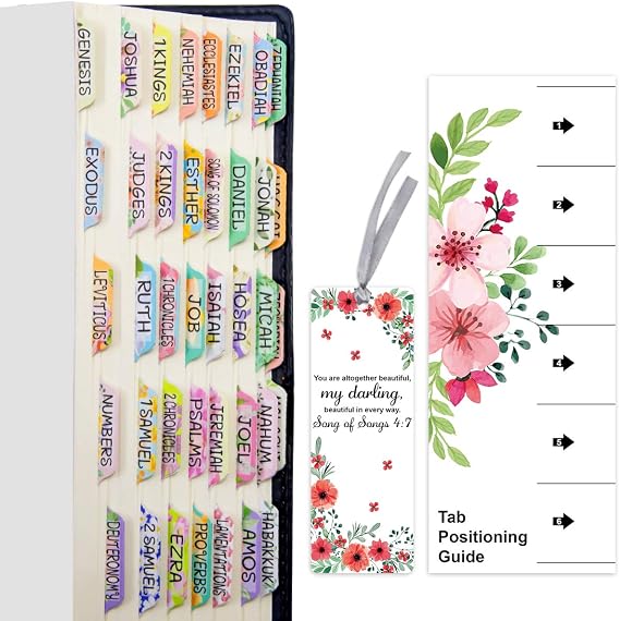 Fancy Land Flower Bible Tabs for Women and Girls for Old and New Testament