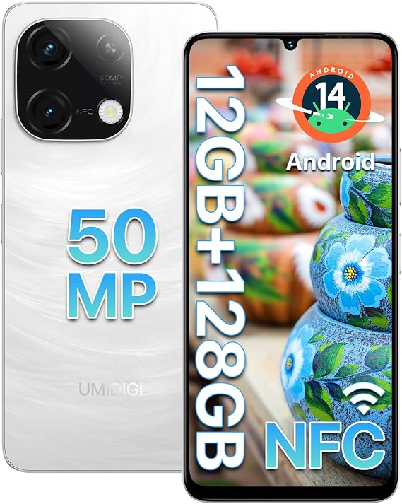 UMIDIGI Mobile Phones NFC,12GB(6+6)+128GB/2TB TF Smartphone 6.75" HD+90Hz