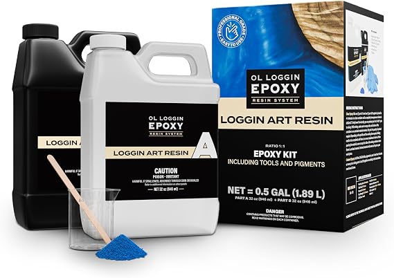 Ol Loggin Epoxy Resin Art Starter Kit, 64 oz. - VOC-Free, Food Safe, Clear, OLE-AR-064-SK