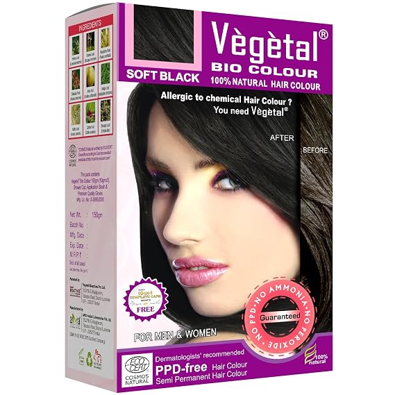 Vegetal Bio Hair Colour Dark Brown 150gm (5.3 Oz) Safe and Natural Hair Dye