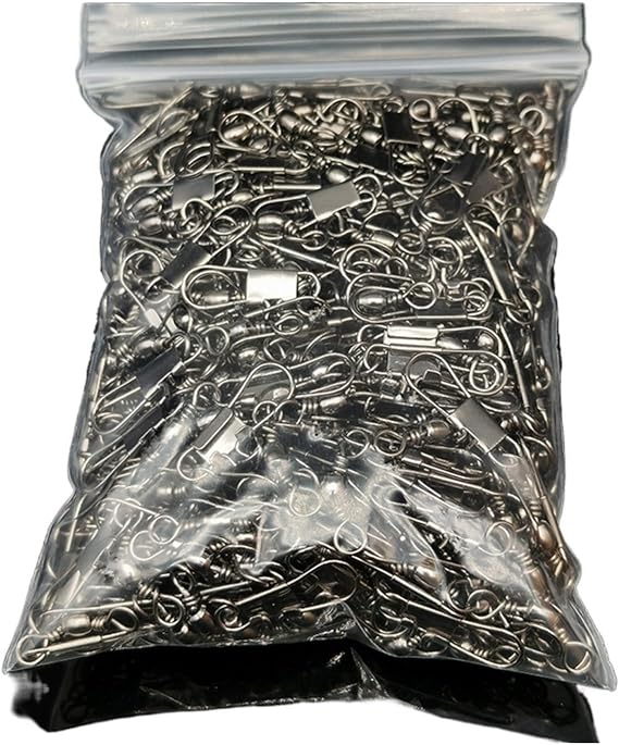 GRFIT Fishing Hooks 50 Pcs Winter Ice Fishing Goods Swivel Fishing Connector Pin Bearing Rolling Swivel Snap Fastlock Clips Fishhook Lure Tackle Fish Hooks (Size : 50PCS Size 1)