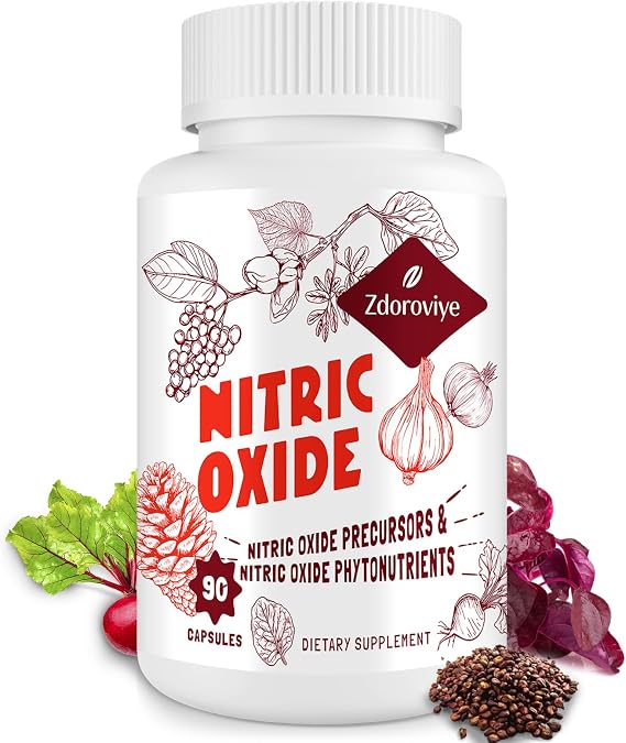 Zdoroviye Nitric Oxide Supplement for Men, 90 Capsules (1 Pack)
