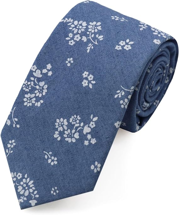 LJBFNN Floral Ties for Men Flower Pattern Mens Ties 2.8" Cotton Neckties for Wedding Groomsmens Party Formal Attire Tuxedo