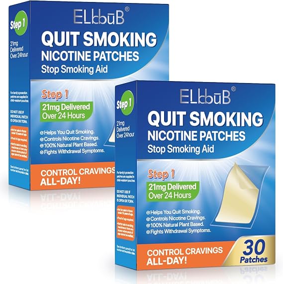 Quit Smoking Patches Step 1-21mg Herbal Stop Smoking Aid, 30 Count, 24 Hour Craving Control, Plant-Based Formula, Easy Use Anti-Smoking Patches for Withdrawal Support