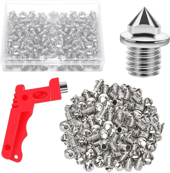 JULMELON 120PCS Hard Stainless Steel Golf Shoe Spikes with Spike Wrench, Replacement Cross Country Spikes for Sprint Sports Short Running Track Shoes