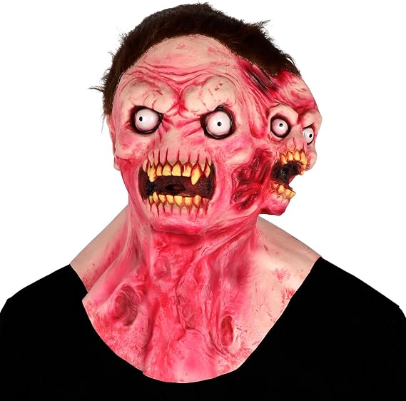 Shrieker Double Head Red Face Demon Zombie Mask,Scary Devil Ghostface Monster Mask Horror Mascaras De Halloween