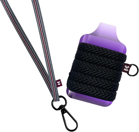 Device Holder with Lanyard, Comfortable Design, 3 Case Sizes for Perfect Fit, Strong Device Lanyard, High-Strength Elastic Holder (Black Checkered Pattern, Large)
