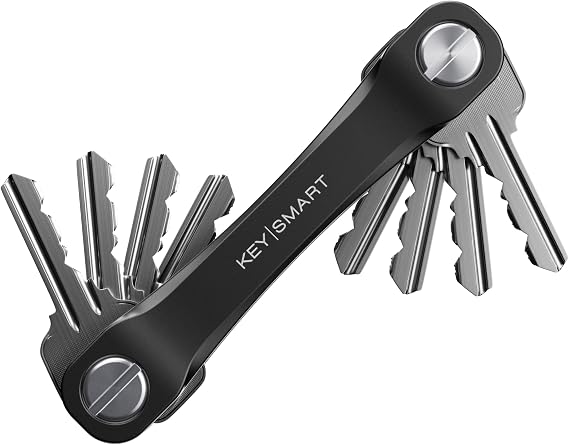 KeySmart Key Holder for Keychain - Compact Key Organiser for Key Chains Minimalist & Noise Free EDC Key Management Car Key Ring Black Flex (2 Pack)