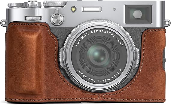 MUZIRI KINOKOO Genuine Leather Case for Fuji X100VI Half Protective Case Compatible for Fujifilm X100VI/Fuji X100 VI Digital Camera - with Opening Base and Handle Design - Brown