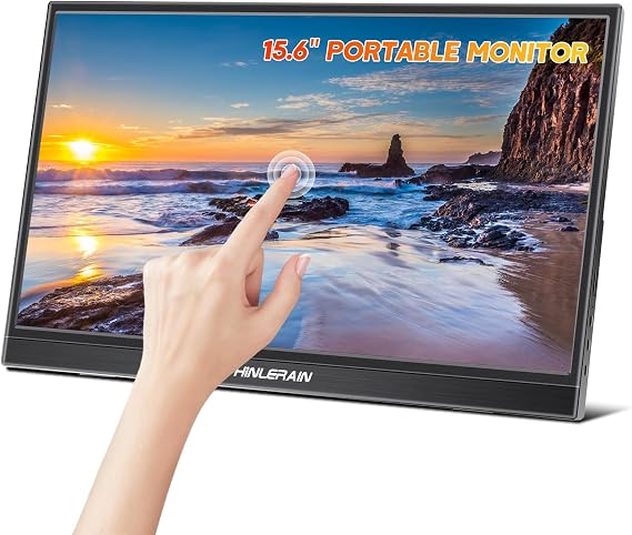Portable Monitor Toucscreen 15.6 Inch FHD 1920x1080P Portable Laptop Monitor USB C HDMI Gaming Monitor OTG & Dual Speakers, External Computer Display for PC Phone Xbox