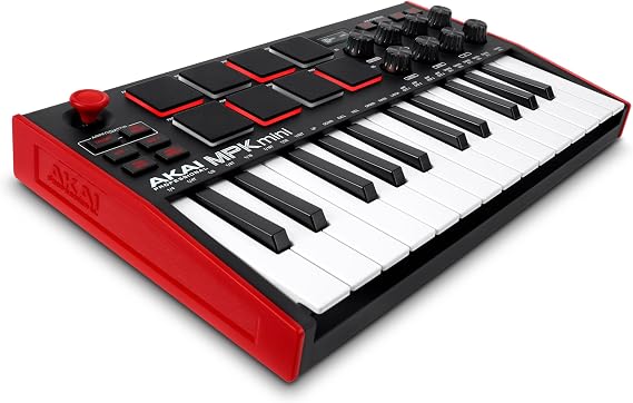 Akai Professional USB MIDI Keyboard Controller, 25 Keys Velocity Supported, 8 Backlit Drum Pads, 8 Knobs, Native Instruments Sound Package with NKS Integrated Music Production Software Included