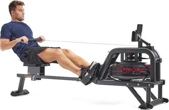 Sunny Health & Fitness Premium Water Rowing Machine for Full-Body Workout