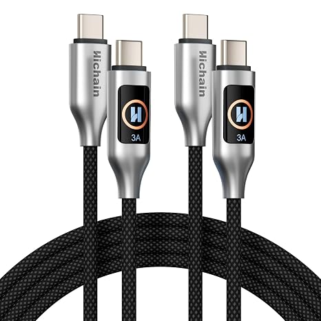 Hichain USB C to USB C Cable 60W Fast Charging Cable Black, 2 Pack / 4 FT