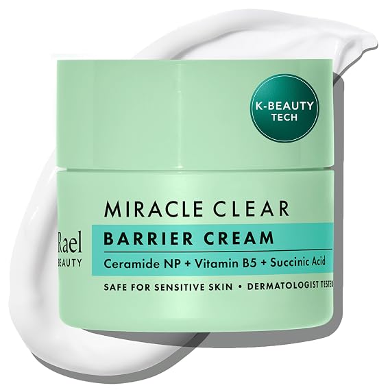 Rael Miracle Clear Skin Barrier Cream Daily Moisturizer, K-Beauty (1.8 oz) | Succinic Acid & Vitamin B5, Lightweight, Hydration, Helps Maintain
