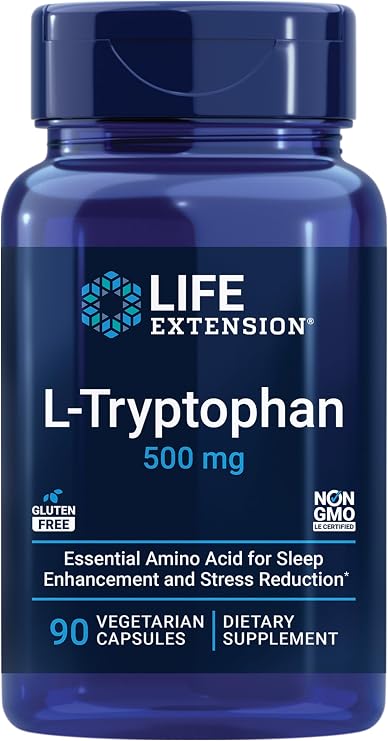 Life Extension L-Tryptophan 500 mg, Sleep, 90 Capsules