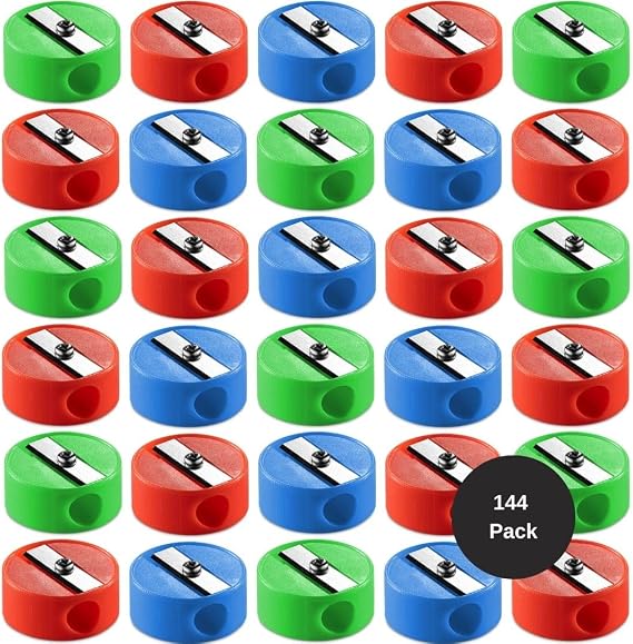 Mini Pencil Sharpeners (144-Pack) Pocket Handheld Colored Pencil Sharpeners