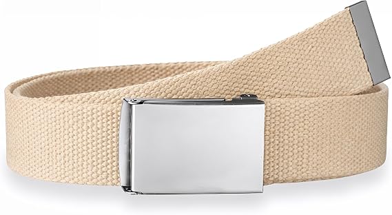 WedDecor Canvas Tactical Belt with Shiny Metal Buckle - Unisex Adjustable Fabric Belt for Men, Women, Sports & Outdoor Fashion Accessories