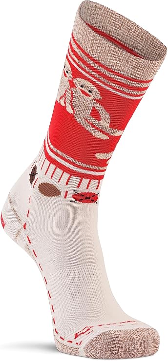Fox River Women's Red Heel Monkey Friends Merino Wool Crew Socks