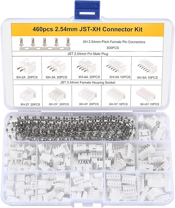 JST-XH Plug Kit 2.54 mm 2/3/4/5/6 Pin Male and Female Adapter Cable Male Female 2.54 mm Female Metal Pin Connector Female Pin Plug White Board Plug